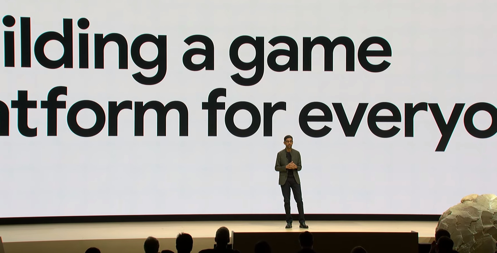 building, everyone, platform, presentacion, live, san francisco, #stadia, Google, GDC 2019, pichai, Gaming Announcement, programapublicidad,