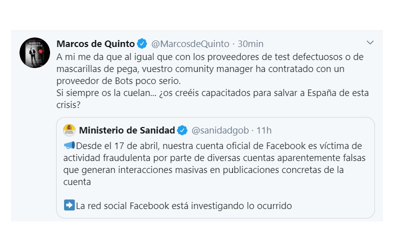 de quinto, twitter, perfiles, ministerio sanidad, programapublicidadde quinto, twitter, perfiles, ministerio sanidad, programapublicidad