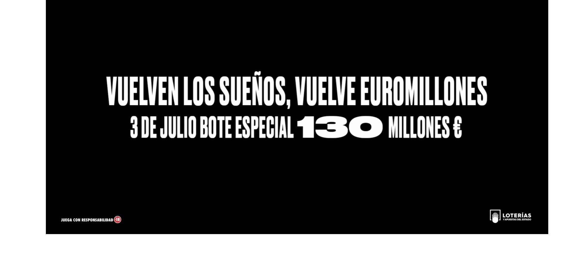 Vuelven ,sueños, Vuelve , Euromillones, Bote especial , 3 de julio de 2020, programapublicidad