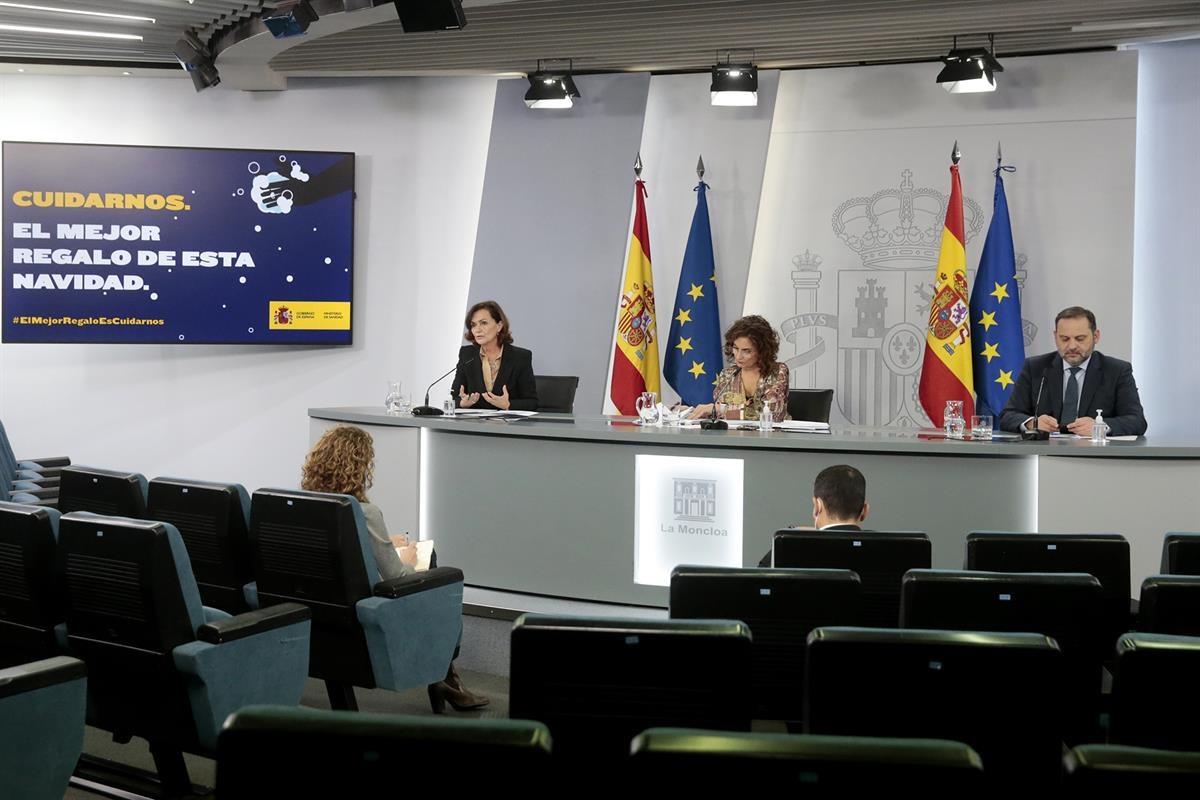 Consejo de Ministros, Montero, Calvo ,Ábalos ,La Moncloa, Madrid, 22 de diciembre ,2020, programapublicidad