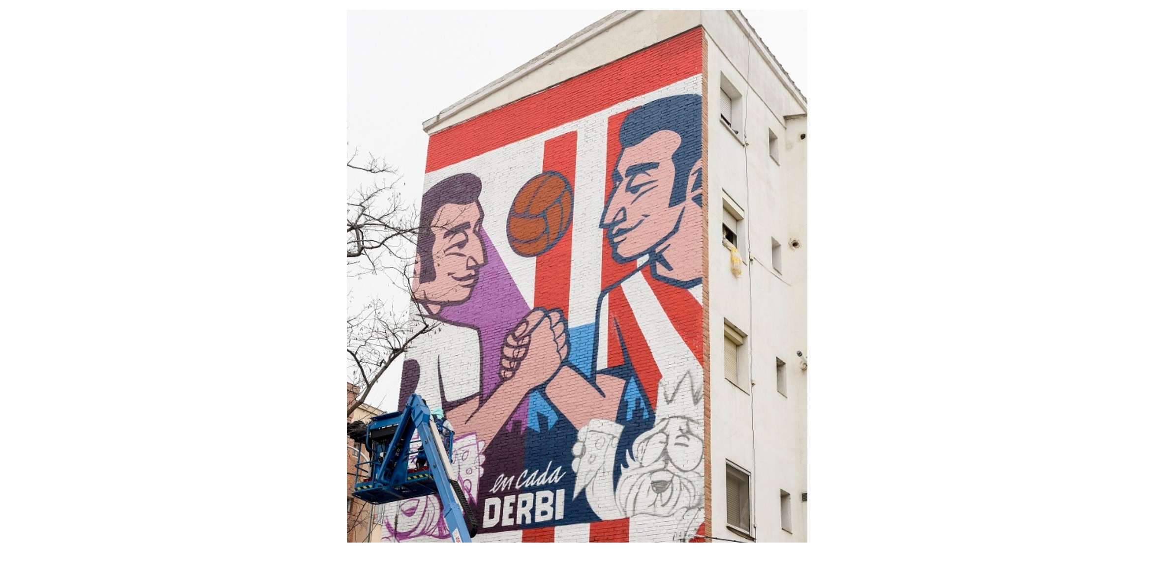 El Derbi de Madrid, mural, exterior, programapublicidad