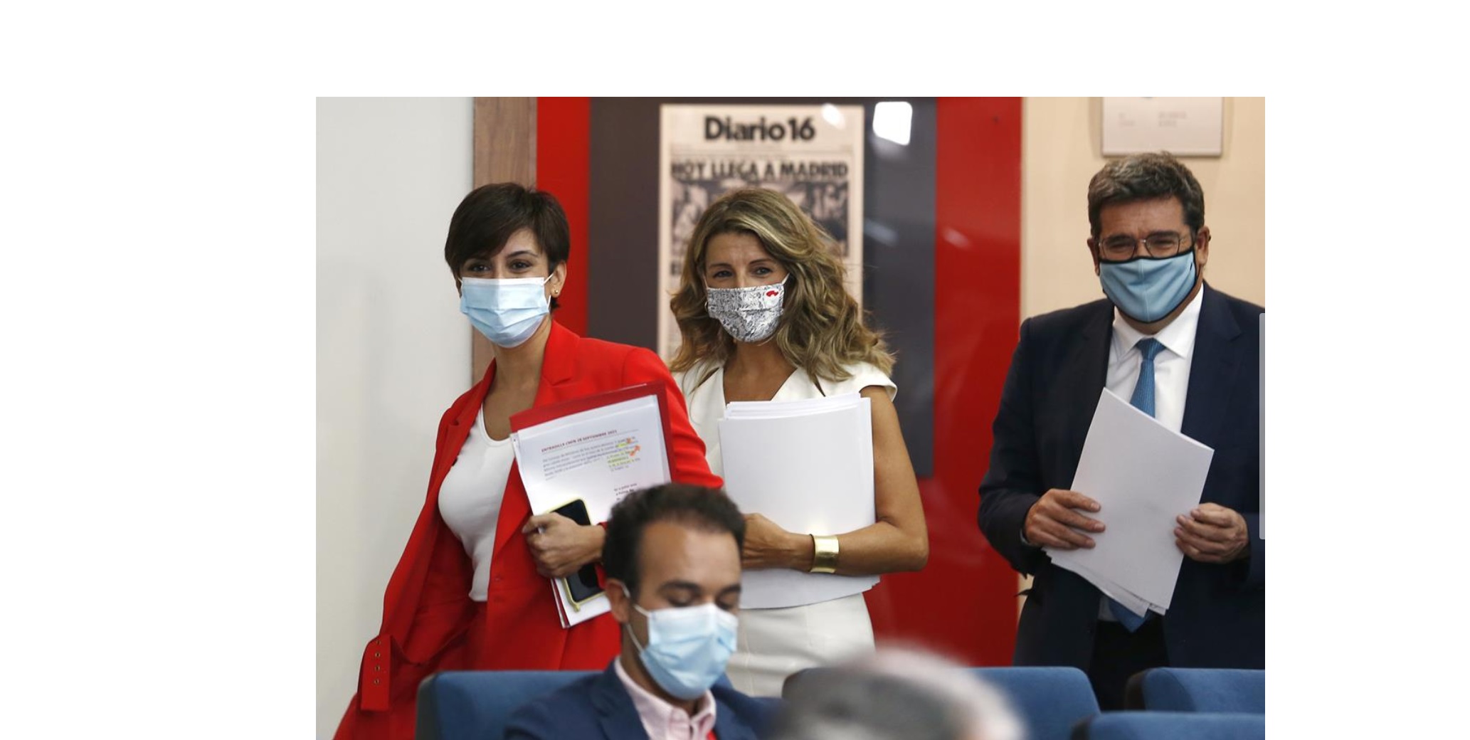 Isabel Rodríguez, Yolanda Díaz,ministro de Inclusión, Seguridad Social y Migraciones, José Luis Escrivá, programapublicidad