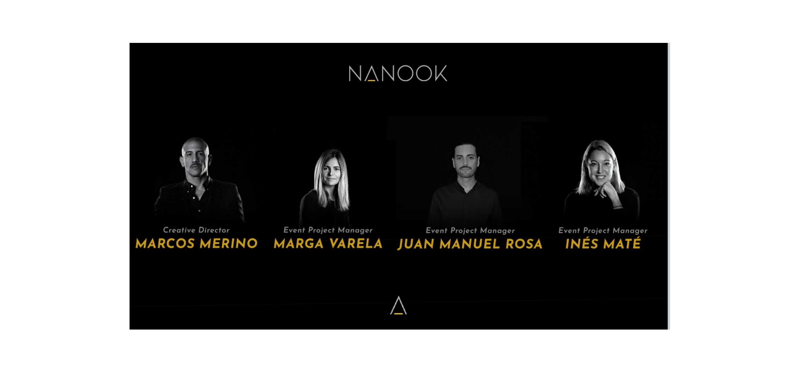 Nanook ,eventos y creatividad ,Marcos Merino , Director Creativo,Juan Manuel, Marga Varela ,Inés Maté , Events Project Managers, programapublicidad